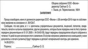 Увольнение руководителя по собственному желанию