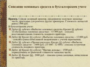 Списание основных средств стоимостью до 100000 рублей